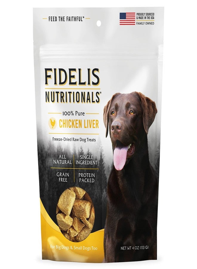 FIDELIS Freeze Dried Raw Dog Treats for Small, Medium, Large Dogs, High Protein, Gluten Free, Healthy Dog Snacks, Perfect Training Treat or Mixer, Puppy & Adult, Made in USA, 4oz, Chicken Liver - Image 1